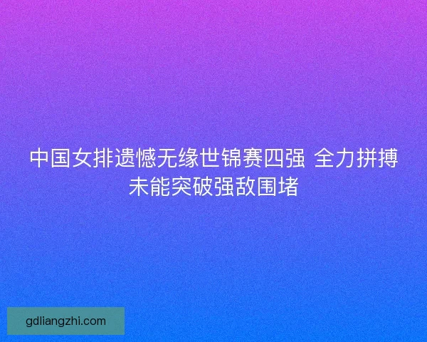 中国女排遗憾无缘世锦赛四强 全力拼搏未能突破强敌围堵